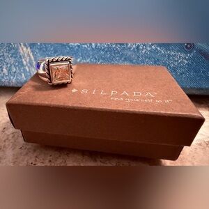 Silpada ELIZABETH Ring .925 Sterling Silver w/Square CZ_Size 8_Item #R0836